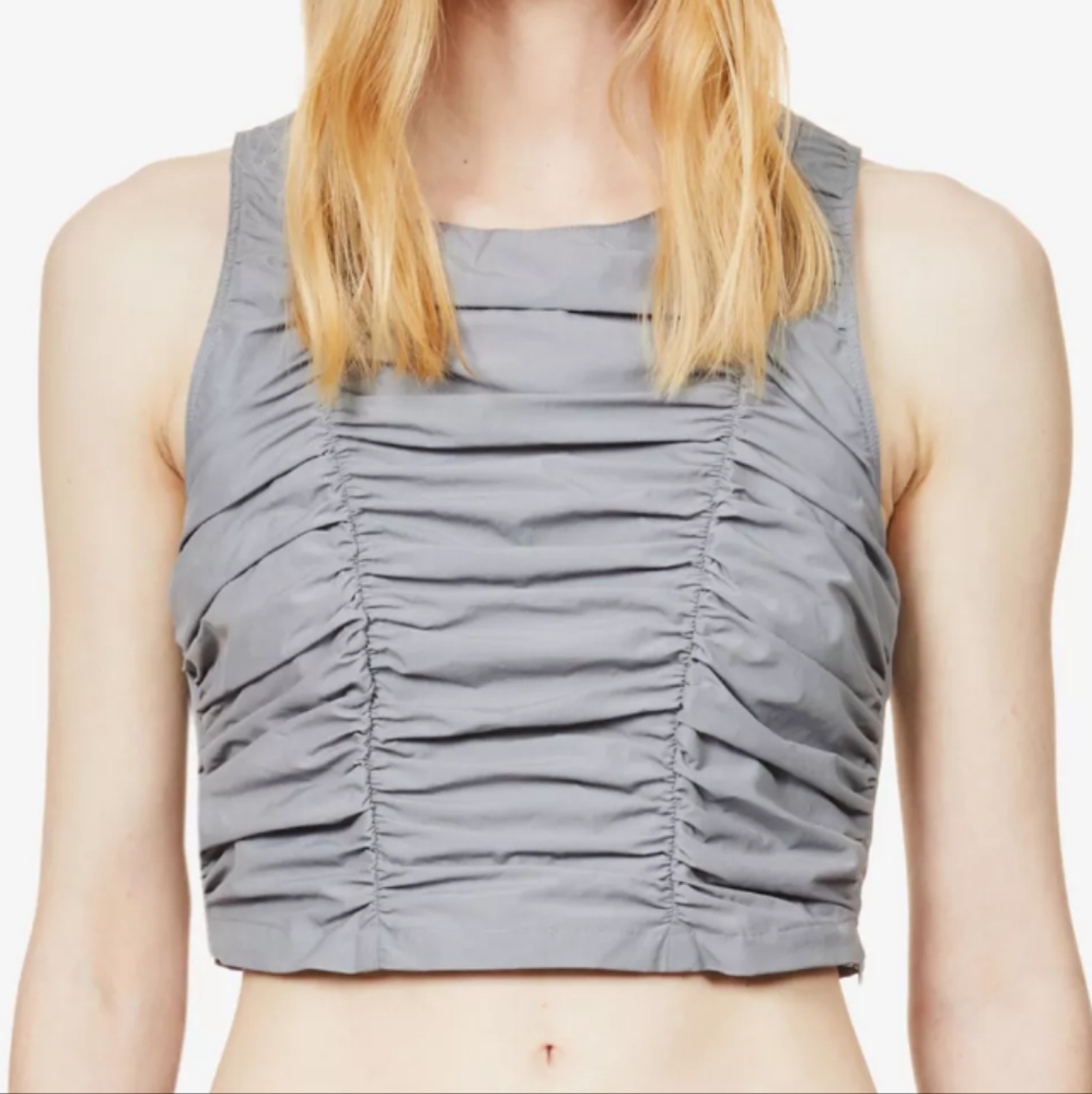 MM6 Maison Martin Margiela Gray Ruched Sleeveless Crop Tank